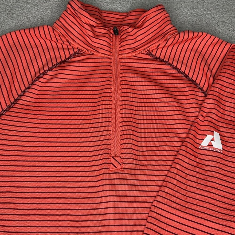 Eddie Bauer Pullover Womens Small Coral Stripe First Ascent FreeHeat Pro 1/4 Zip